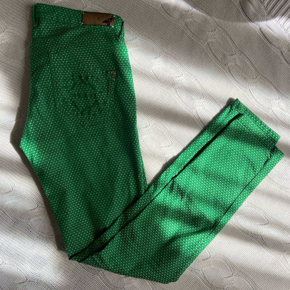 Green Polka Dot Skinny Pants